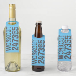 Etiqueta Para Garrafa Texto vestido e arranhado Workout 247365 azul