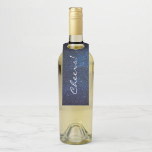 Etiqueta Para Garrafa Textura Elegante da Galáxia Via Láctea Azul