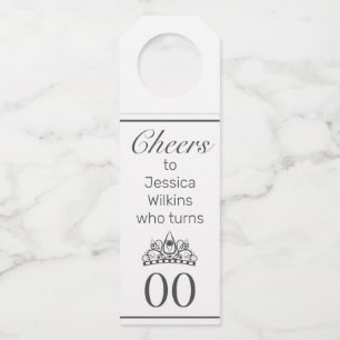 Etiqueta Para Garrafa Tiara Moderno Minimalista Branco Aniversário