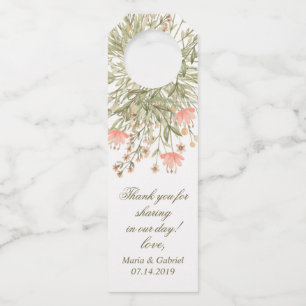 Etiqueta Para Garrafa Verde Foliar Floral Elegante. Casamento no Campo