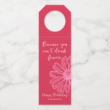 Vinho Chic Elegante Flor Rosa Feliz Aniversário