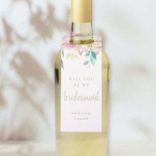 Etiqueta Para Garrafa Vinho de Proposta para Damas de Honra com Floral R