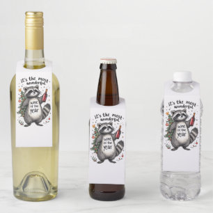 Etiqueta Para Garrafa Vinho Maravilhoso do Ano Raccoon