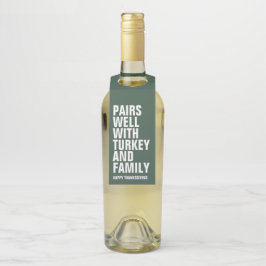 Etiqueta Para Garrafa Vinho verde engraçado de ação de graças