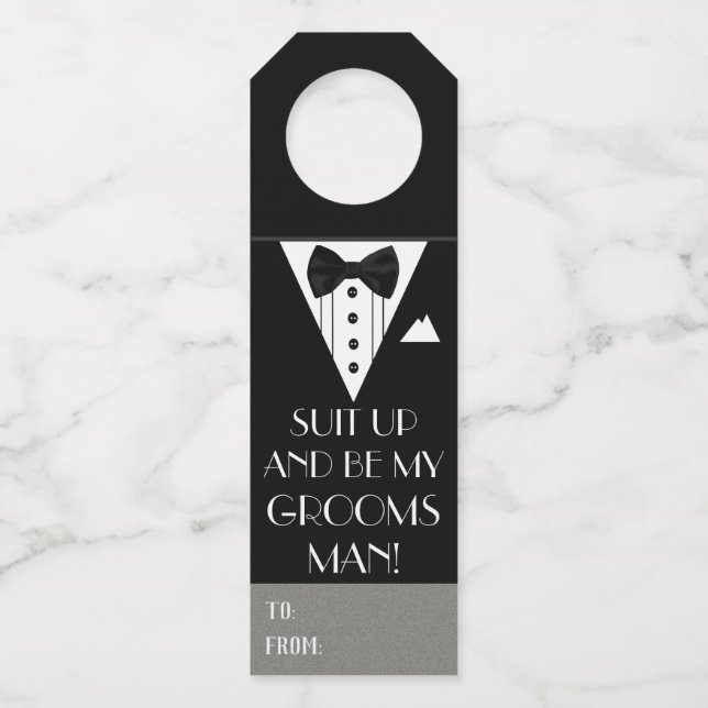 Etiqueta Para Garrafa Viste-se e Seja Meu Padrinho Smoking (Frente)