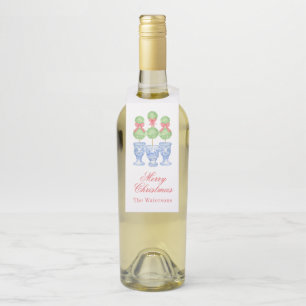 Etiqueta Para Garrafa Watercolor Chinoiserie Arco de Natal Topiary