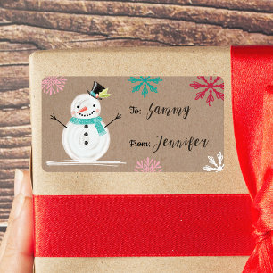 Etiqueta Para o Jolly Snow Man & Snowflakes