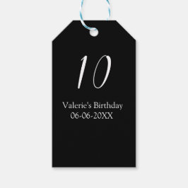 Etiqueta Para Presente 10th birthday white black name date calligraphy 
