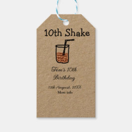 Etiqueta Para Presente 10th Shake 10th feliz aniversário, milkshake scrib