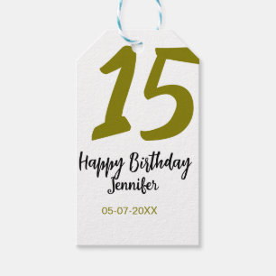 Etiqueta Para Presente 15 aniversário quiencenera adicionar data ano ouro
