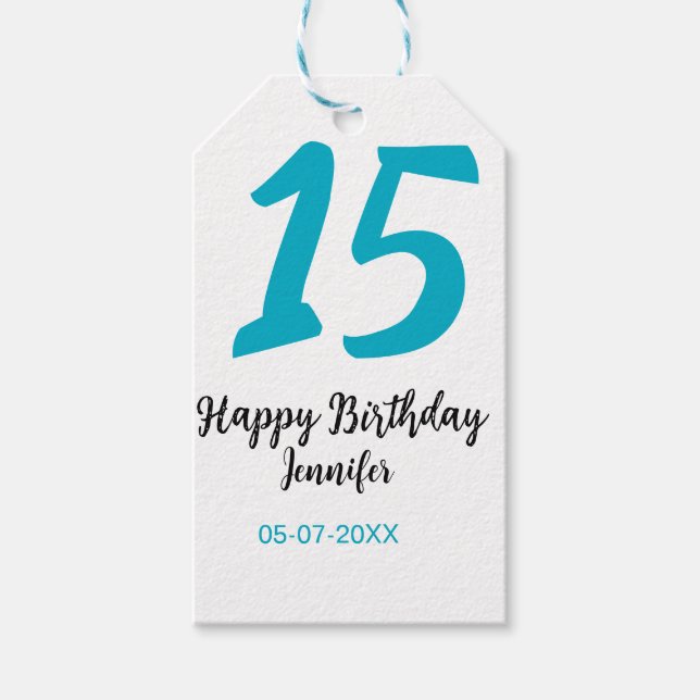 Etiqueta Para Presente 15 aniversário quiencenera adicionar data ano temp (Frente)