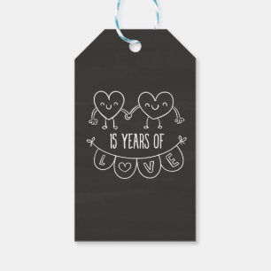Etiqueta Para Presente 15 Anniversário Gift Chalk Hearts