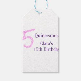 Etiqueta Para Presente 15 de Quinceanera, modelo de relva rosa