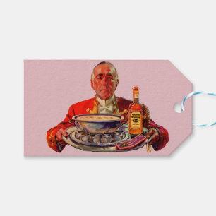 Etiqueta Para Presente 1937 mordomo com bandeja e uísque Golden Wedding