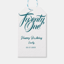 Etiqueta Para Presente 21st birthday add name date year blue template thi