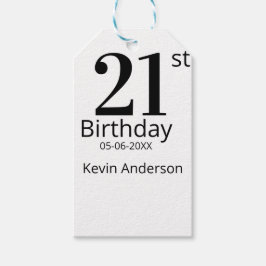 Etiqueta Para Presente 21st birthday bold letter name date simple man boy
