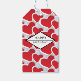 Etiqueta Para Presente 2 Corações Vermelhos Repetindo Padrões Bonitos Ani