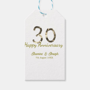 Etiqueta Para Presente 30º Feliz Aniversário Metálico Dourado adicionar n
