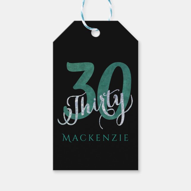 Etiqueta Para Presente 30 Verde | Aniversário Personalizado Agradeço a Fa (Frente)