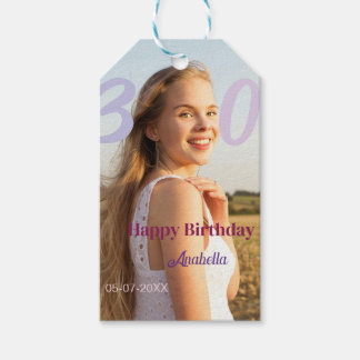 Etiqueta Para Presente 30th birthday add name date year PURPLE PINK BOLD