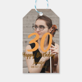 Etiqueta Para Presente 30th birthday add name date year white photo