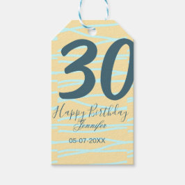 Etiqueta Para Presente 30th birthday add name date year yellow blue paste