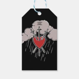 Etiqueta Para Presente 3 de Espadas Amor Coração Tarot Ilustração Três