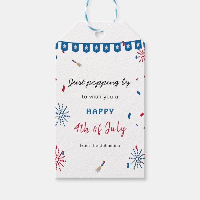 Etiqueta Para Presente 4º de julho Fogo Feliz Quarta Independência (Frente)