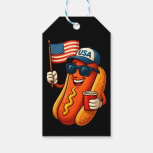 Etiqueta Para Presente 4º de julho Hotdog Funny Patriotic USA Flag