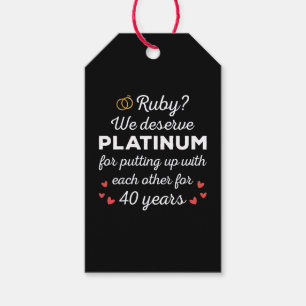 Etiqueta Para Presente 40º Aniversário do Casamento I - Casal Ruby Funny