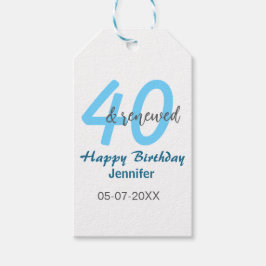 Etiqueta Para Presente 40th & renewed birthday name date blue bold number