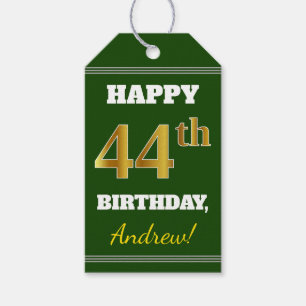 Etiqueta Para Presente 44 Verde, Faux Dourado Aniversário + Nome Persona