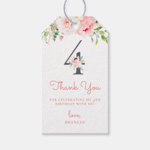 Etiqueta Para Presente 4.º Aniversário do Cor-de-rosa brilhante Obrigad