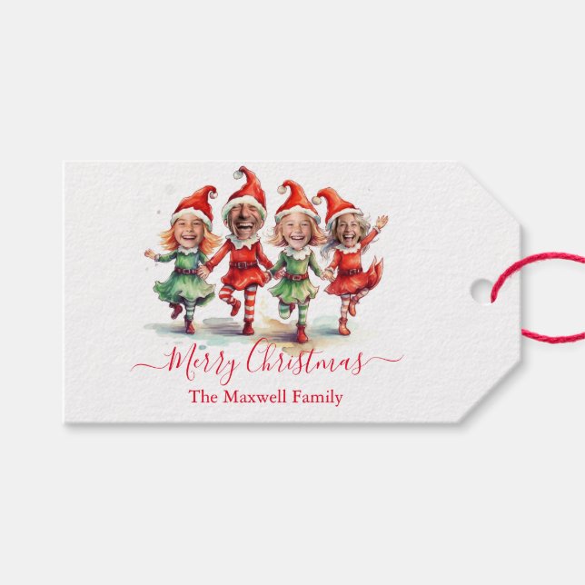 Etiqueta Para Presente 4 Fotos dos elfos de Natal (Frente (horizontal))