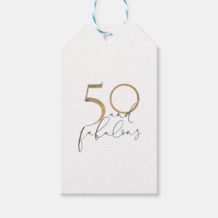 Etiqueta Para Presente 50 e Dourado e fabuloso Script Preto e Branco 50