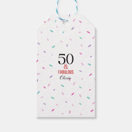 Etiqueta Para Presente 50 e Fabulosa Confetti Colorida de Festa de aniver