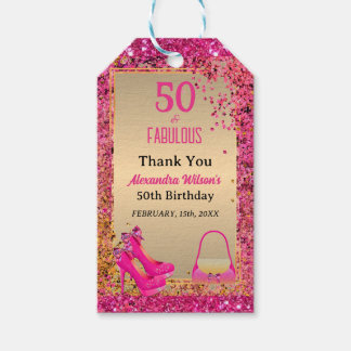 Etiqueta Para Presente 50 e Fabulosos Saltos Altos Dourado Rosa Glam Agra