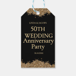Etiqueta Para Presente 50th Wedding Anniversary Gold Faux Glitter