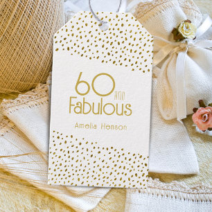 Etiqueta Para Presente 60 e Fabulosa Glitter Dourada 60º aniversário