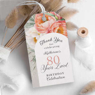 Etiqueta Para Presente 80 anos amava 80 floral feminina