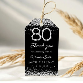 Etiqueta Para Presente 80 de Ouros Elegantes Festa de aniversário Obrigad