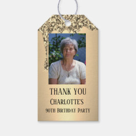 Etiqueta Para Presente 90º Festa de Aniversário Elegante Dourado
