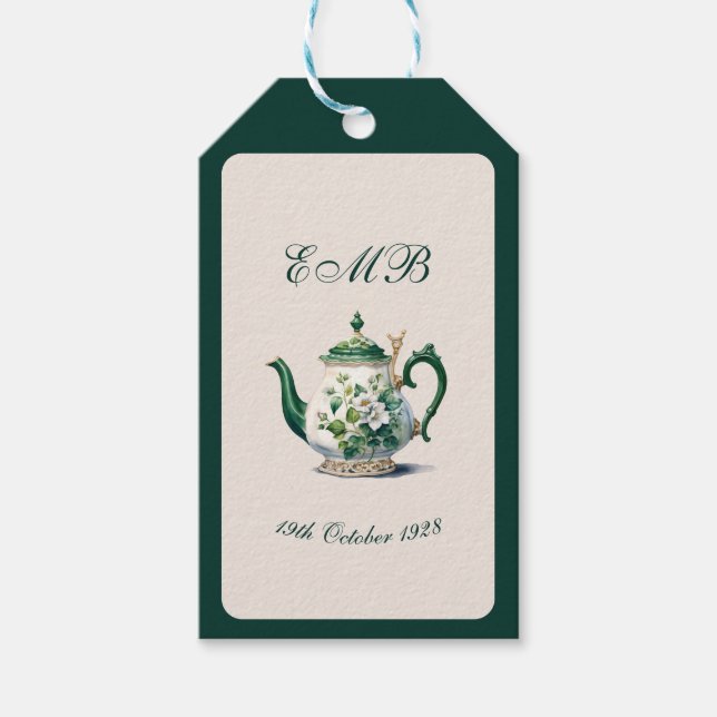 Etiqueta Para Presente 90 Birthday Tea Party Green Regence Aniversário (Frente)