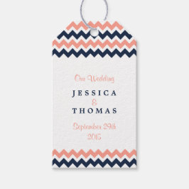 Etiqueta Para Presente A Coleção de Casamentos Moderno Chevron - Rosa e M