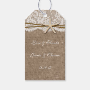 Etiqueta Para Presente A coleção rústica do casamento de praia da estr