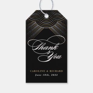 Etiqueta Para Presente A corda Dourado preta do art deco ilumina o Tag do