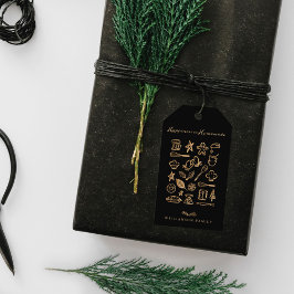 Etiqueta Para Presente A Felicidade É Uma Receita Dourada E Preta De Baki