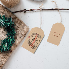 Etiqueta Para Presente A mão russa desenhou dois ouvidos-peludos no amor