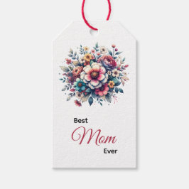 Etiqueta Para Presente A melhor mãe de sempre, aquarela floral