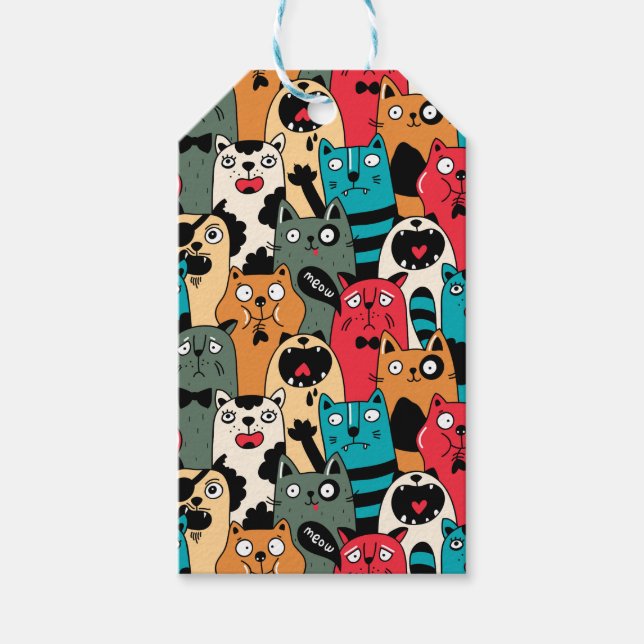 Etiqueta Para Presente A multidão de gatos (Frente)